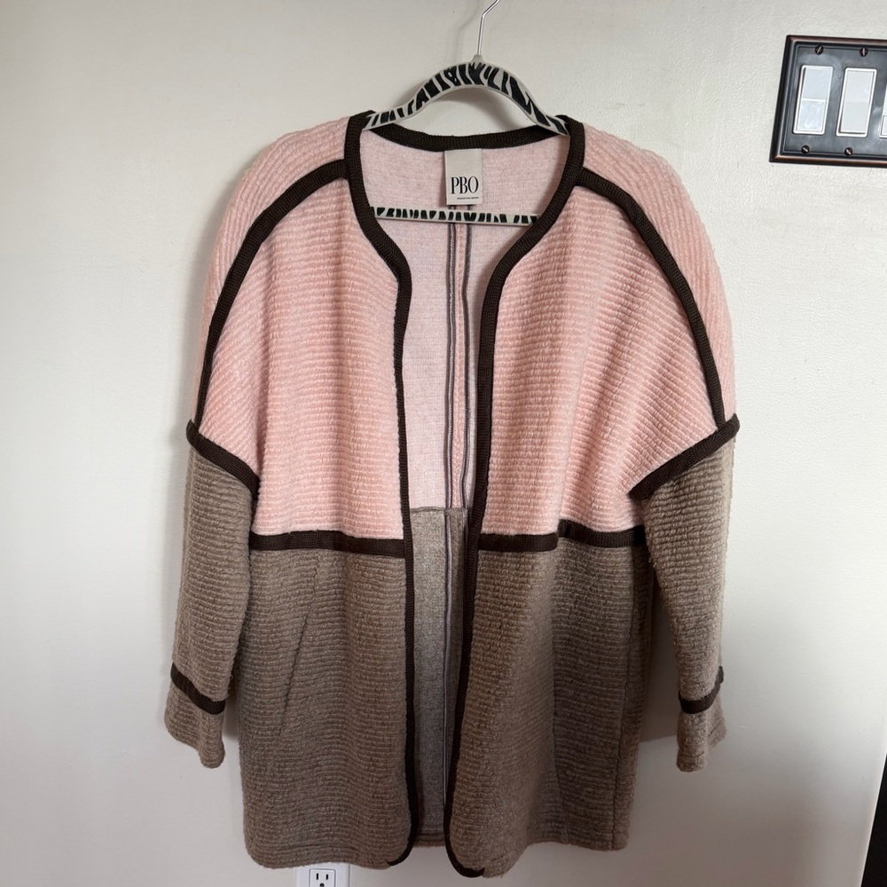 Philosophy Blues Original oversized Pink and Brown Colorblock Cardigan